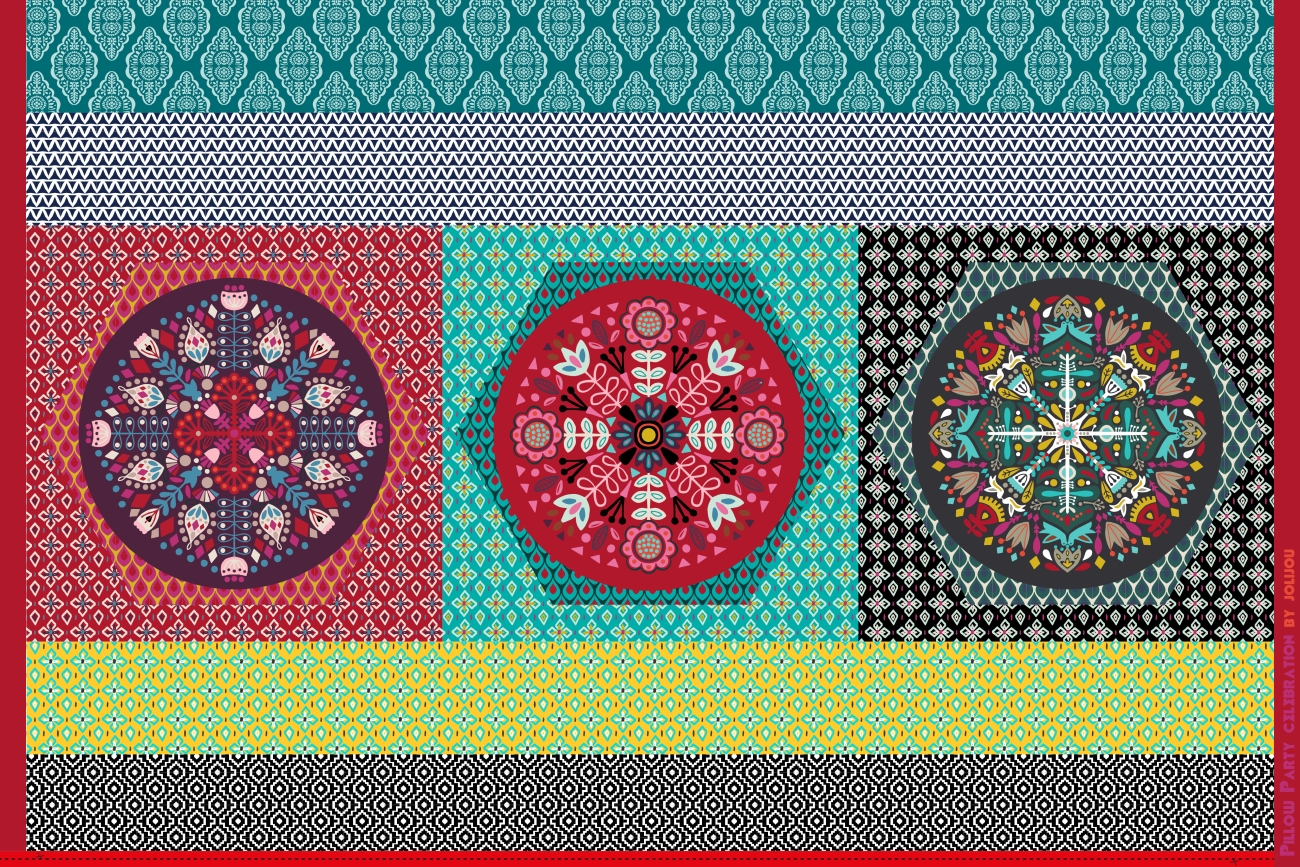 Canvas Swafing -  Pillow Party 2023 - Bunt/Schwarz - by Jolijou - Panel